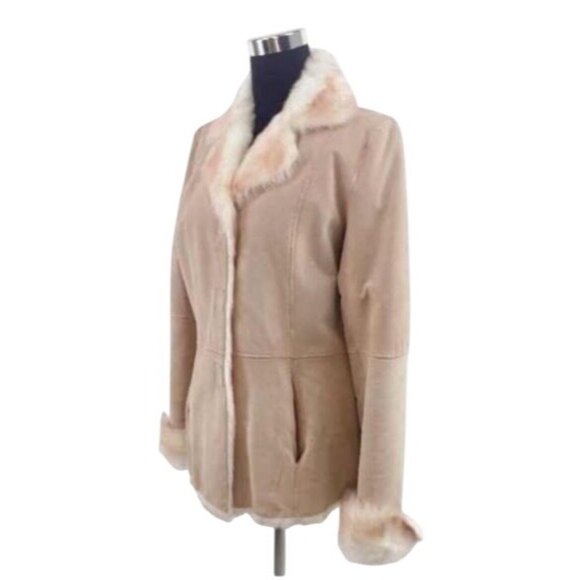 Vtg Y2K Wilsons Leather Pink Faux Fur & Suede Penny Lane Coat | Luxe Boho Glam M - Picture 4 of 16